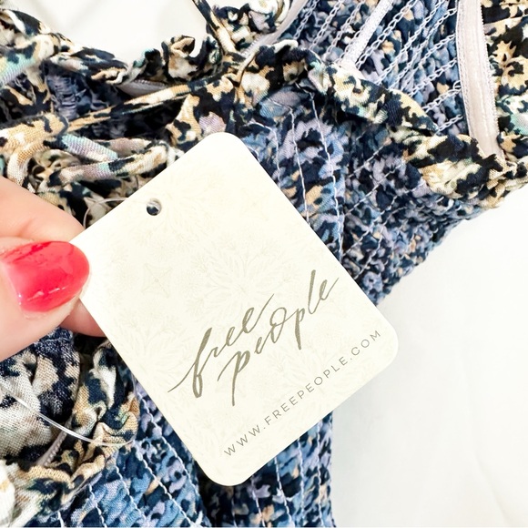 SOLD NWT Free People One I Love Floral Ruffle Maxi Dress in Denim Combo - Picture 13 of 15